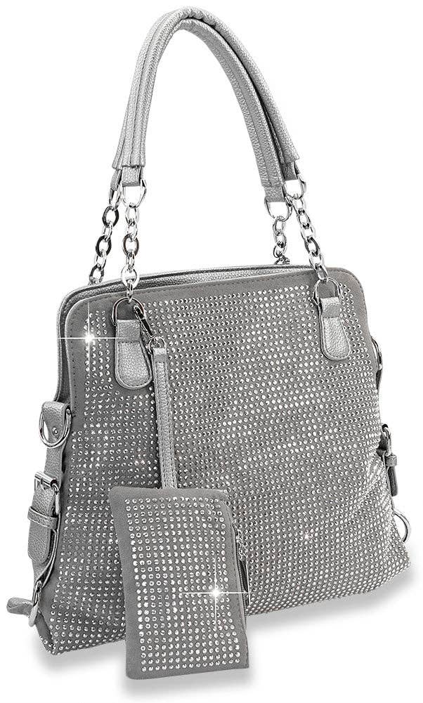 Rhinestone Covered Accessorized Shoulder Bag