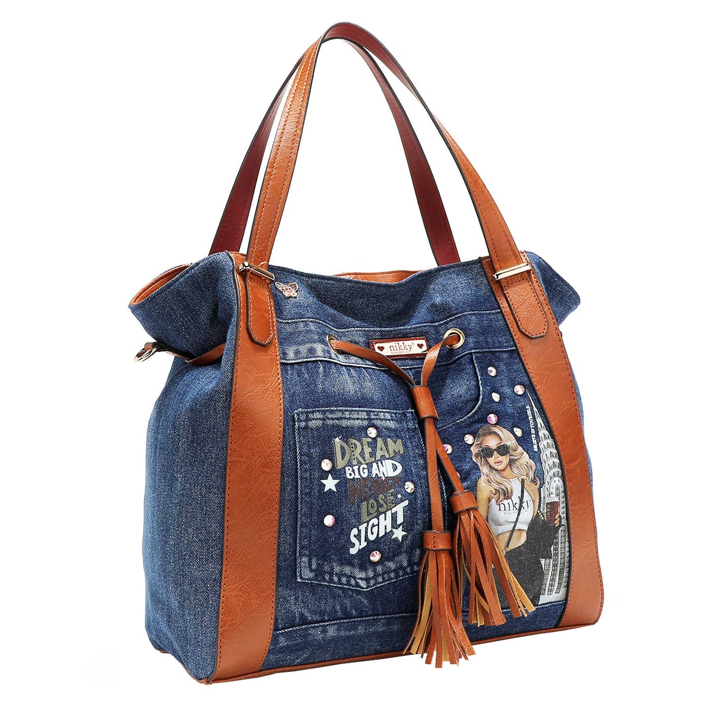 NICOLE LEE DREAMER DENIM SHOULDER BAG