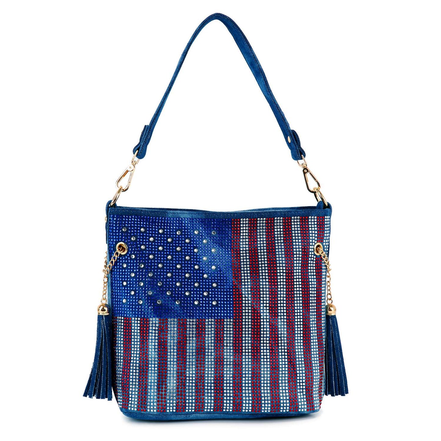 Rhinestone Flag Americana Shoulder Bag