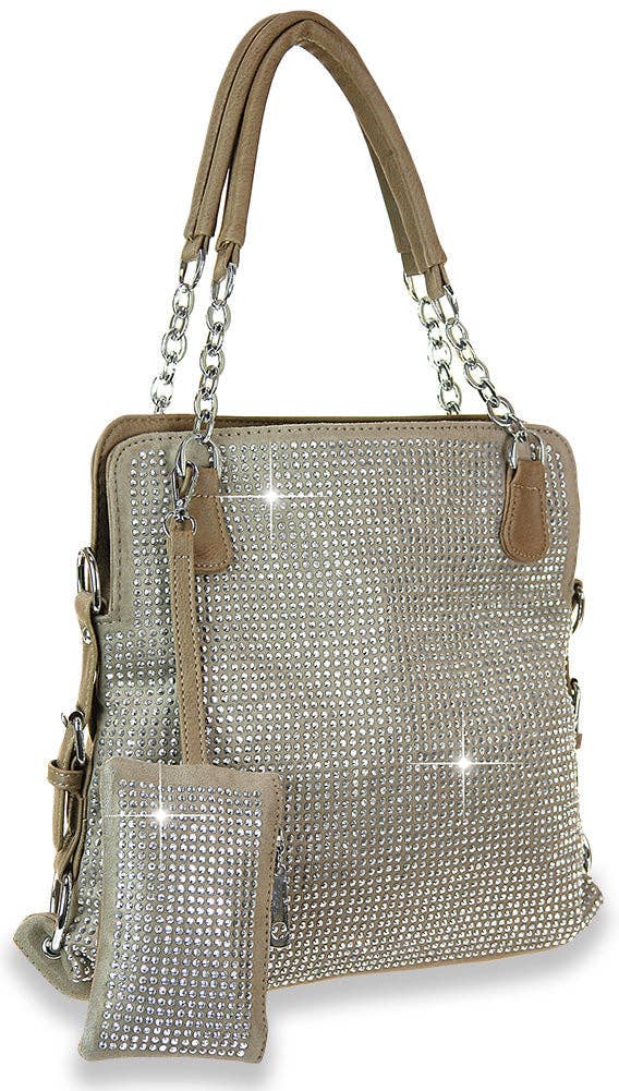 Rhinestone Covered Accessorized Shoulder Bag