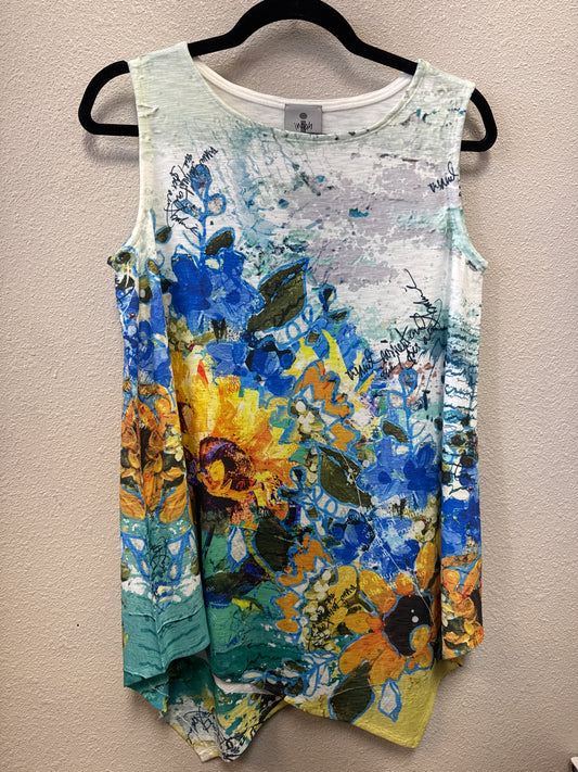 INOAH SUNFLOWER NOTES SLVLESS ASYMMETRICAL HEM