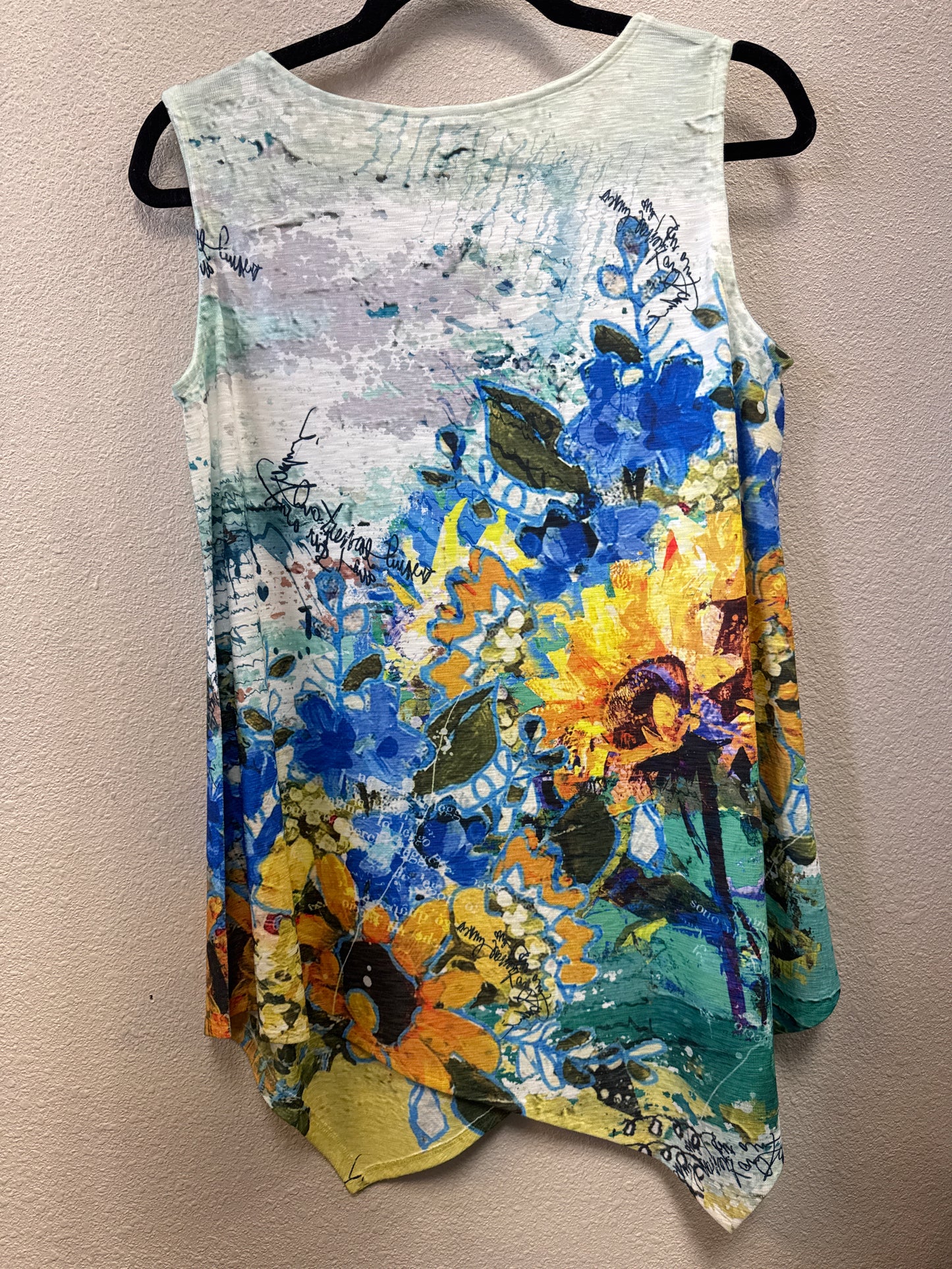 INOAH SUNFLOWER NOTES SLVLESS ASYMMETRICAL HEM