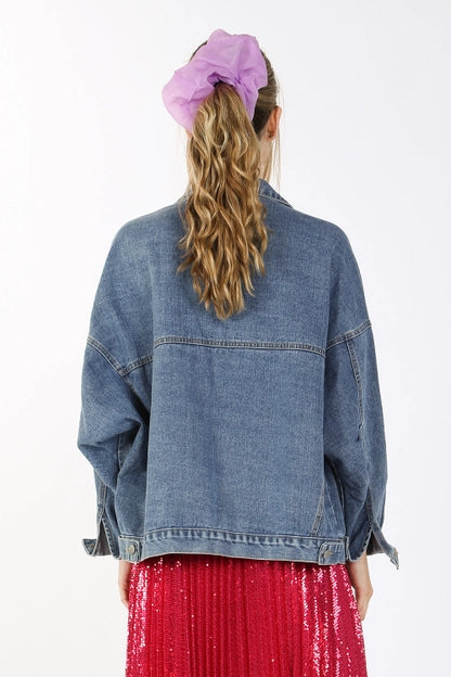 DENIM EMBELLISHED ONE SIZE JKT FLORAL/GOLD