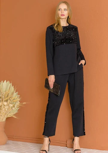 KENNA KNIT PANT W/ SEQUIN SPARKLES