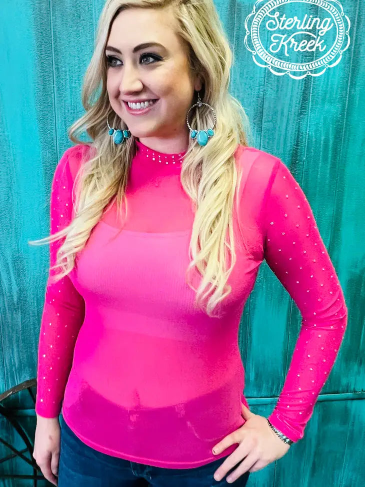 SK RHINESTONE MESH TOP
